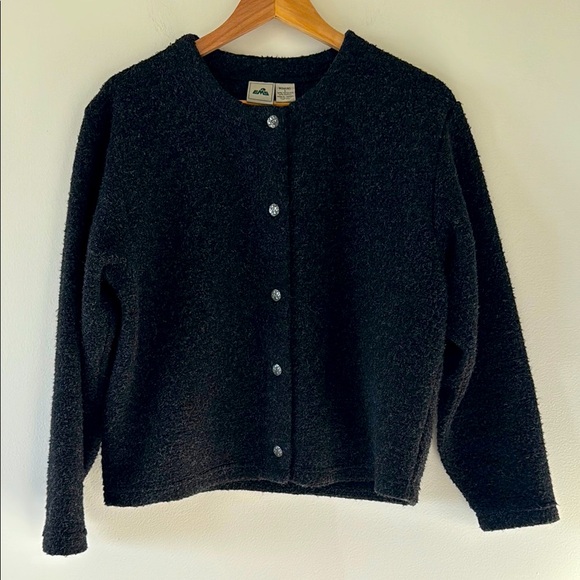 Eastern Mountain Sports Dark Gray Cardigan Sweater Metal Flower Buttons Size S - Picture 1 of 5